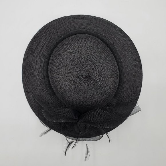 Kate Landry Black Hat with Feather Accent main image 6